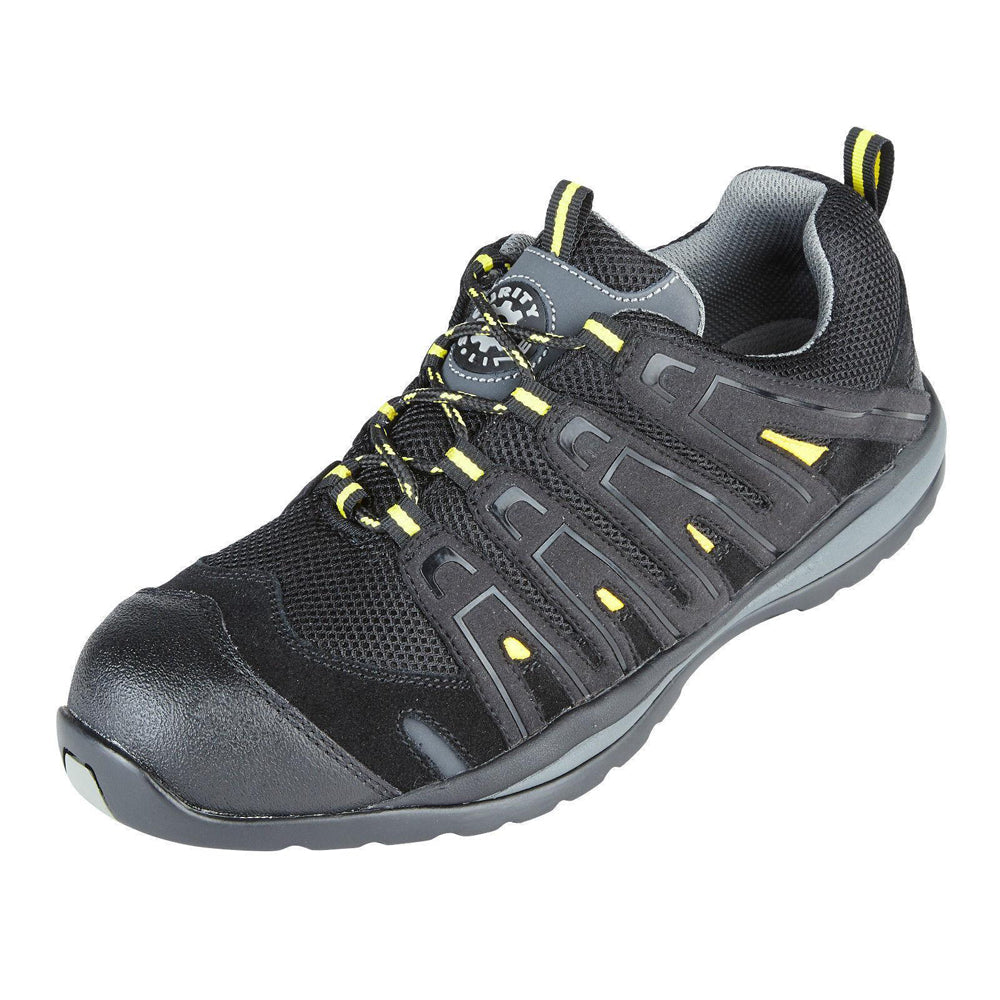 Security Line Falco 4208 Black Yellow Metal Free Composite Toe Safety Trainers - Premium SAFETY TRAINERS from Falco - Just £14.99! Shop now at workboots-online.co.uk